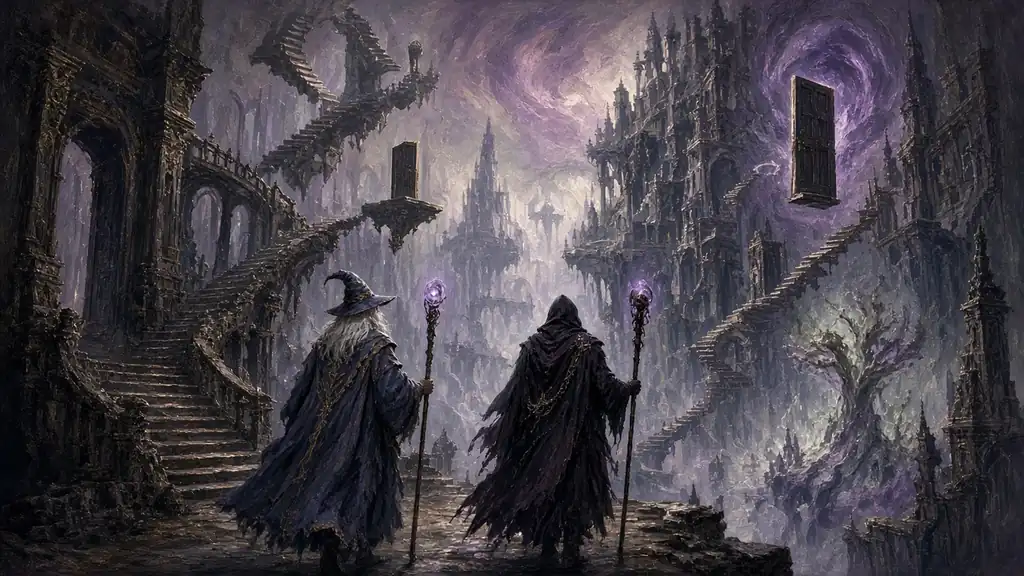 Original fantasy illustration for Al’Kabor & Miragul in the House of Thule