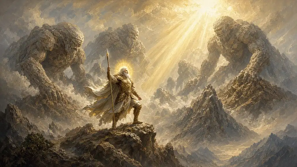 Original fantasy illustration for The Lord of Light & the Titans