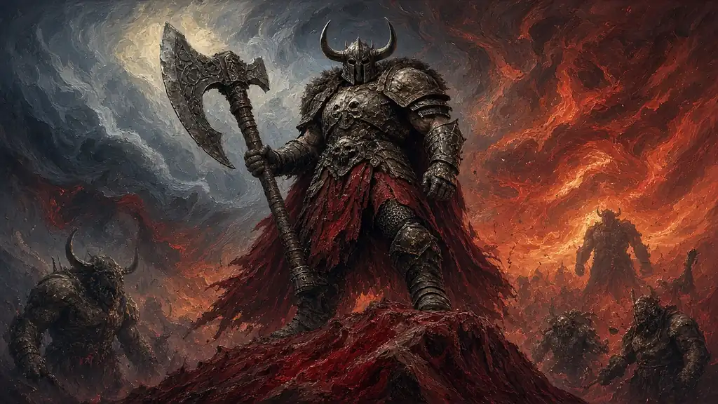 Original fantasy illustration for Rallos Zek, the Warlord