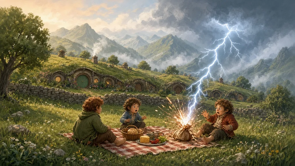 Original fantasy illustration for Rivervale and the Halflings